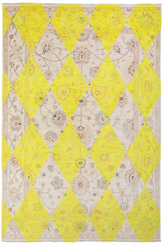 Круглый ковер итальянский ручной работы Double Layer Yellow