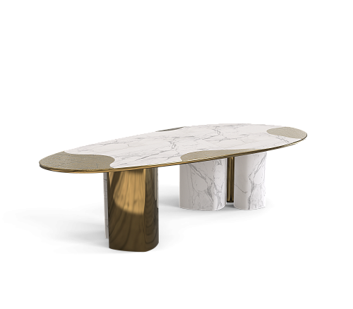 Обеденный стол Athena Carrara Marble & Patina