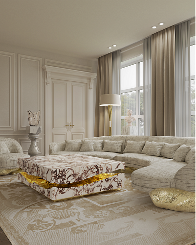 Журнальный столик Boulder Calacatta Violla Marble Table
