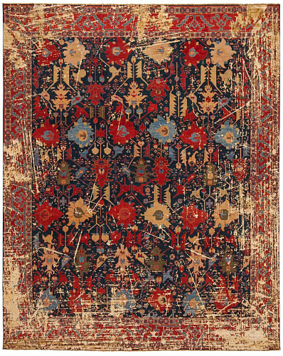 Ковер эксклюзивный Bidjar Leyton Scratched Navyblue Dirtywhite Silk