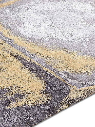 Изящный узелковый ковер ручной работы Gold on Grey