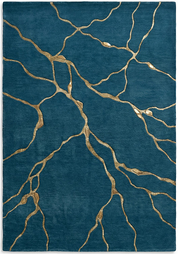 Ковер премиум ручной работы Golden Veins Blue