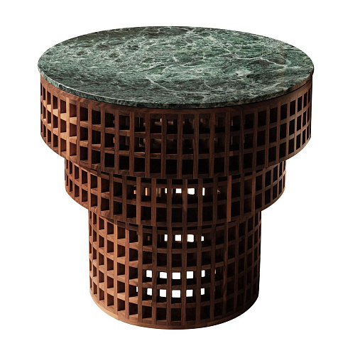 Изысканный приставной столик из ореха и мрамора