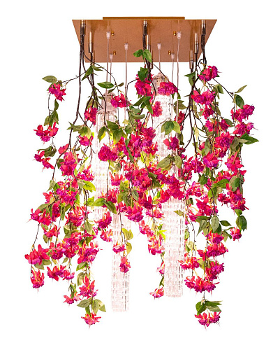 Квадратная каскадная люстра Pink Cascade