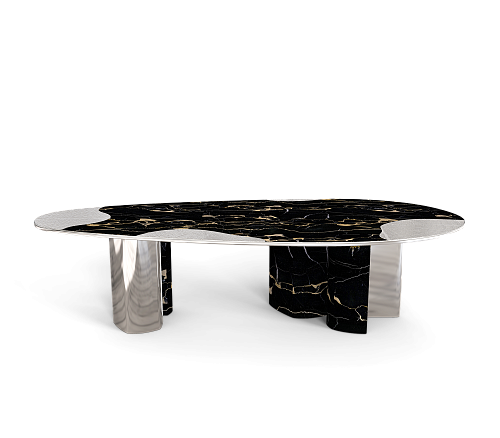 Обеденный стол Athena Portoro Marble & Silver