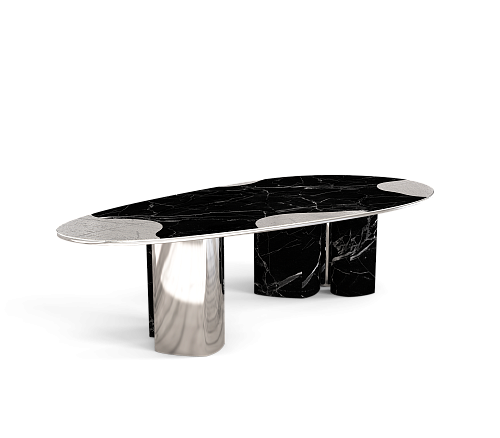 Обеденный стол Athena Nero Marble & Silver