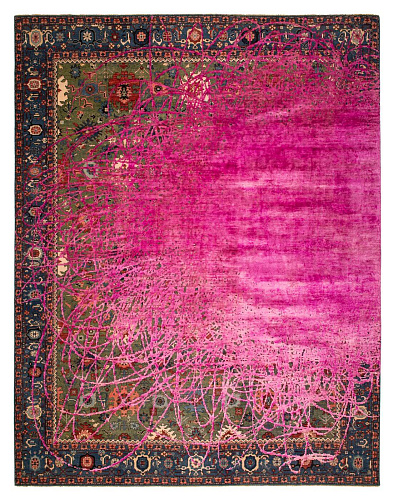 Килим ексклюзивний Bidjar Kingscross Buzz Green Neonpink Silk