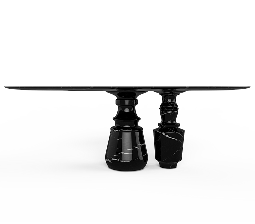 Обеденный стол овальный из мрамора Неро Маркина Obsidian