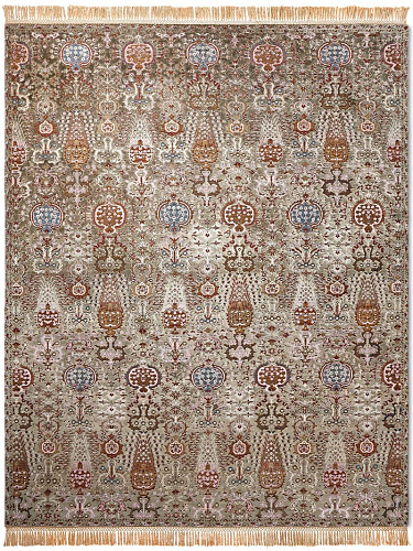 Оригинальный узелковый ковер ручной работы Isfahan Grey / Green
