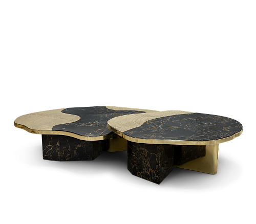 Журнальный столик Athena Portoro Marble & Gold Table Set
