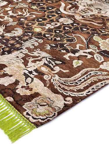 Роскошный ковер ручной работы Dragon Green / Beige
