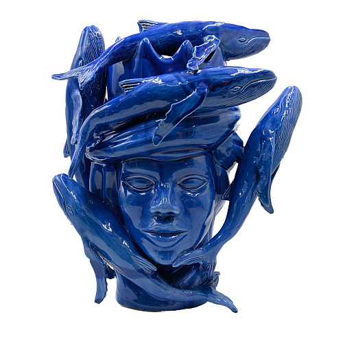 Глянцевая синяя скульптура Moor's Head