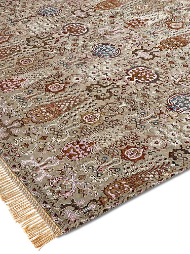 Оригинальный узелковый ковер ручной работы Isfahan Grey / Green