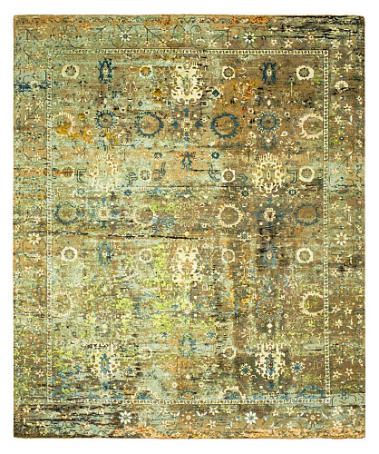 Ковер эксклюзивный Bidjar Paddington Artwork 18 Green Green Tealblue Silk