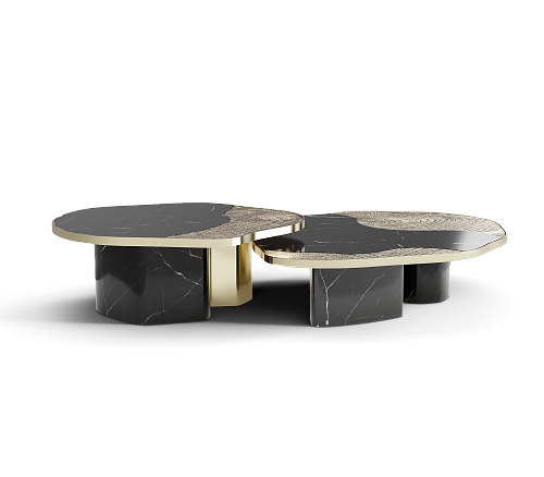 Журнальный столик Athena Nero Marble & Gold Table Set