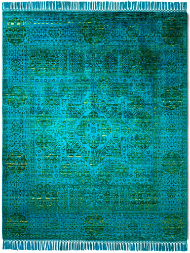 Элитный узелковый ковер ручной работы Electric Blue / Green