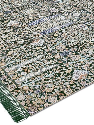 Роскошный узелковый ковер ручной работы Pine Garden Green