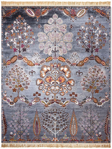 Элегантный ковер ручной работы Mughal Charcoal